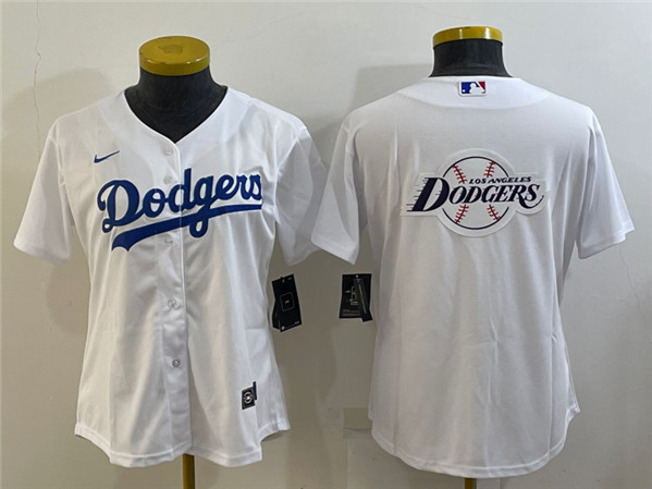 Women's Los Angeles Dodgers White Team Big Logo Stitched Jersey(Run Small)
